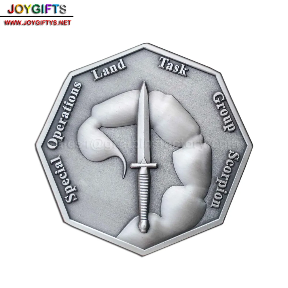 3D Antique Silver Challenge Coin — view 2